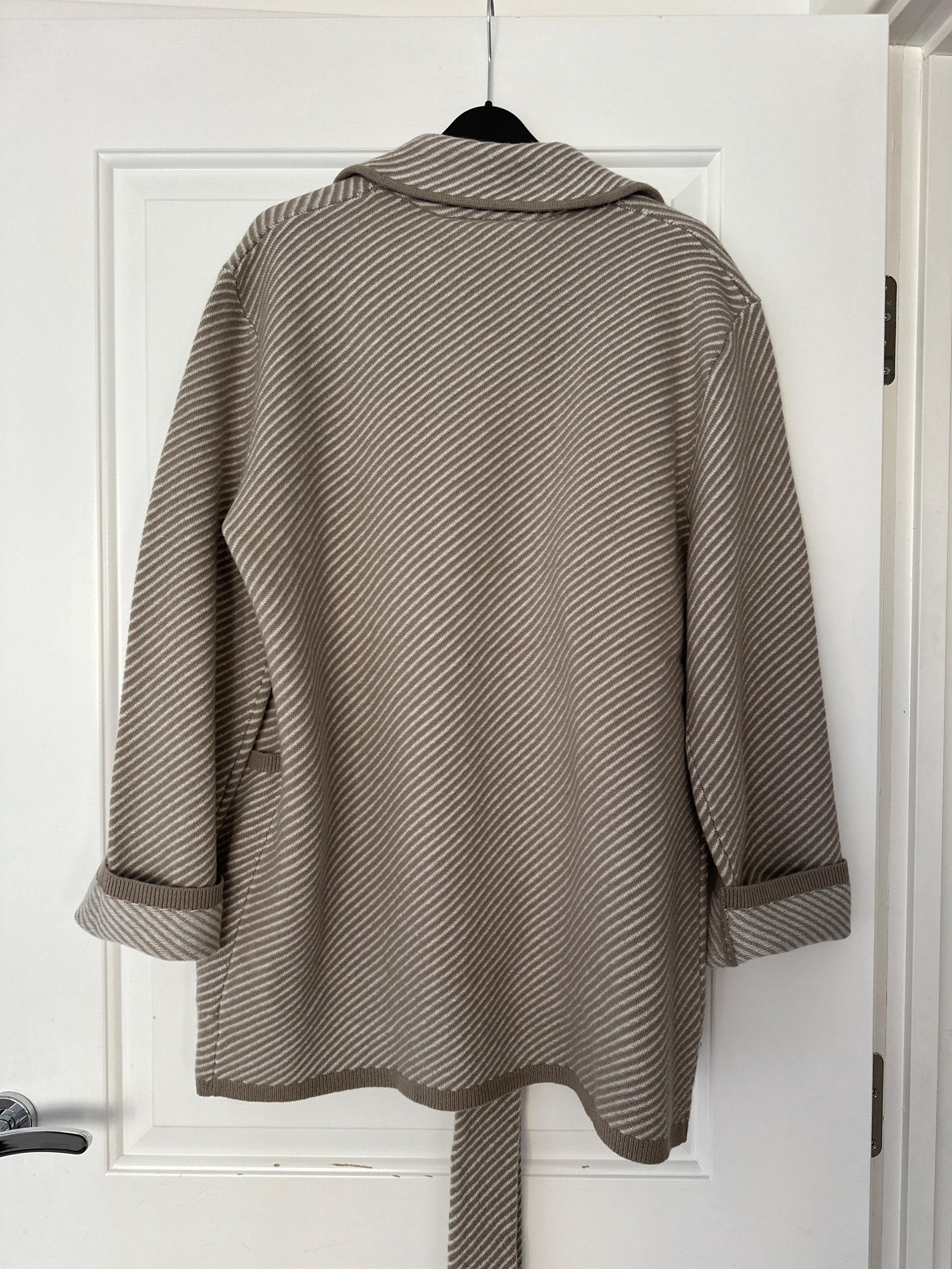 Beige Wool Tie Belt Cardigan