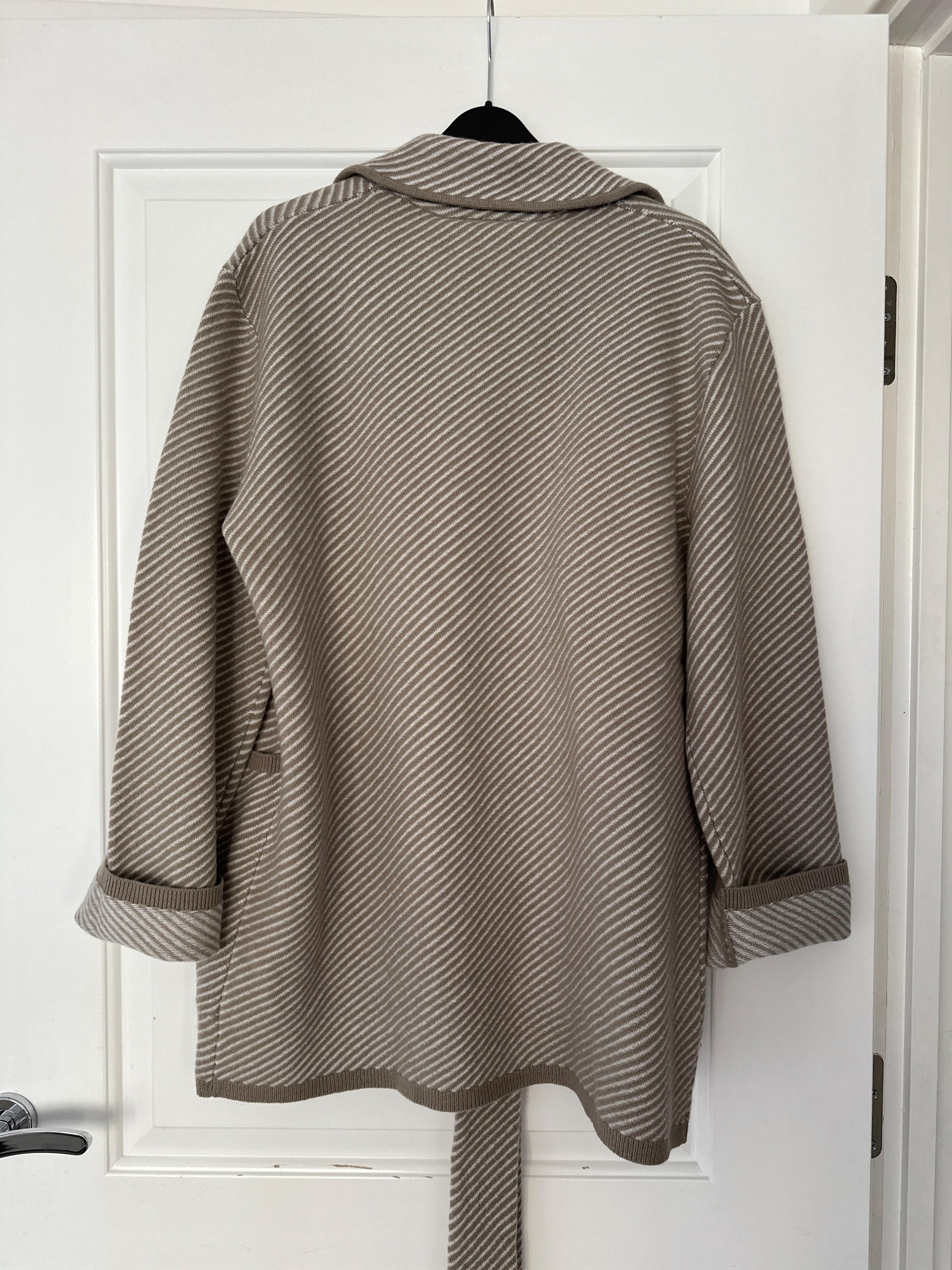 Beige Wool Tie Belt Cardigan