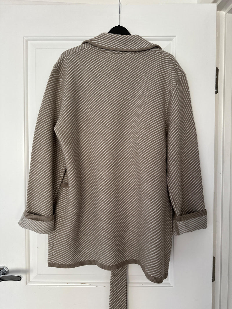 Beige Wool Tie Belt Cardigan