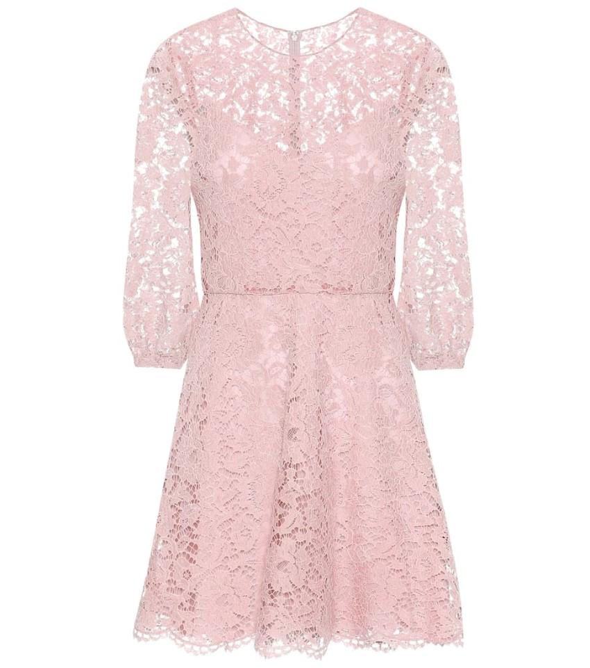 Valentino Scalloped Lace A-line Minidress In Pink