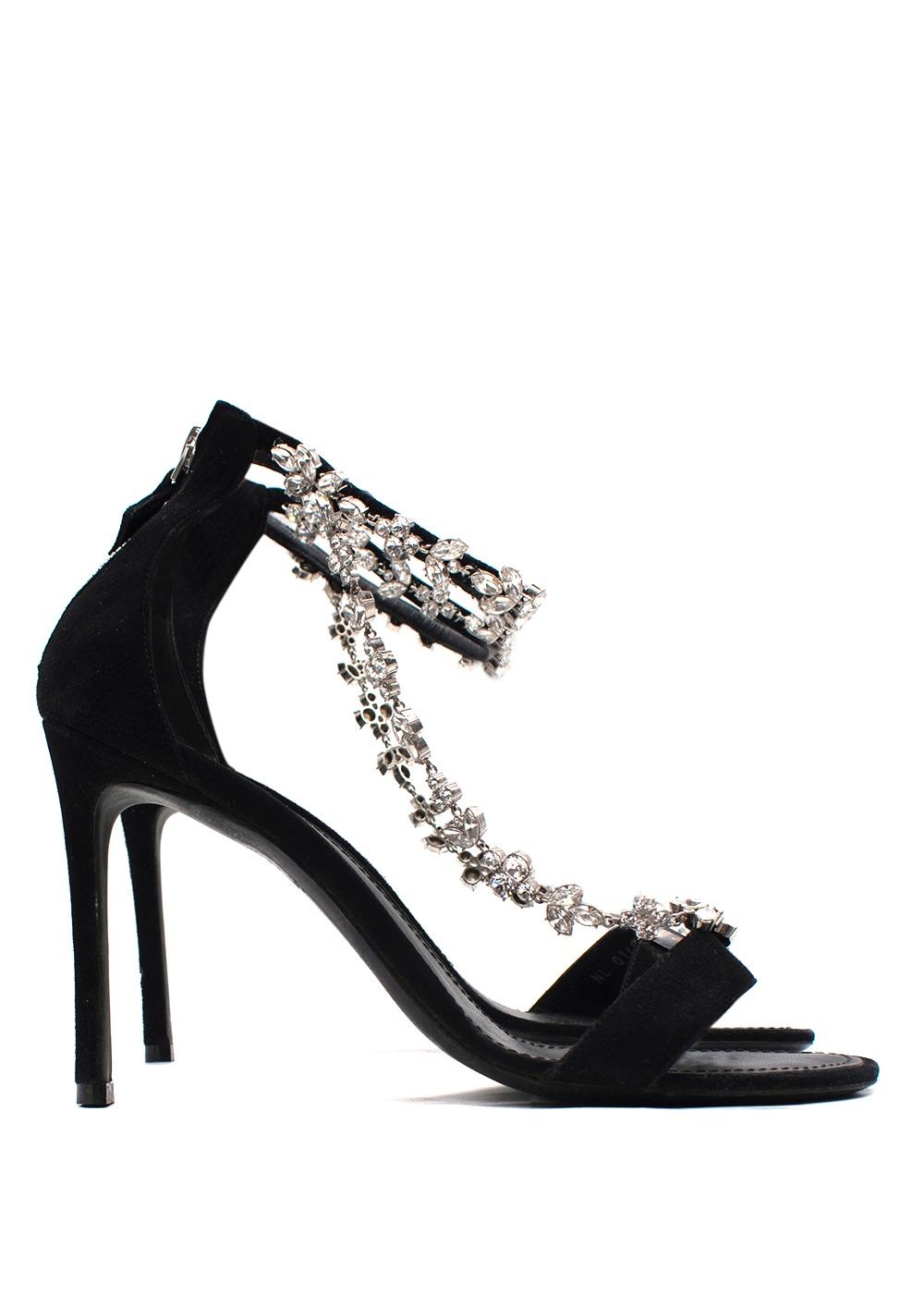 Louis Vuitton Black Suede Crystal Embellished Heels