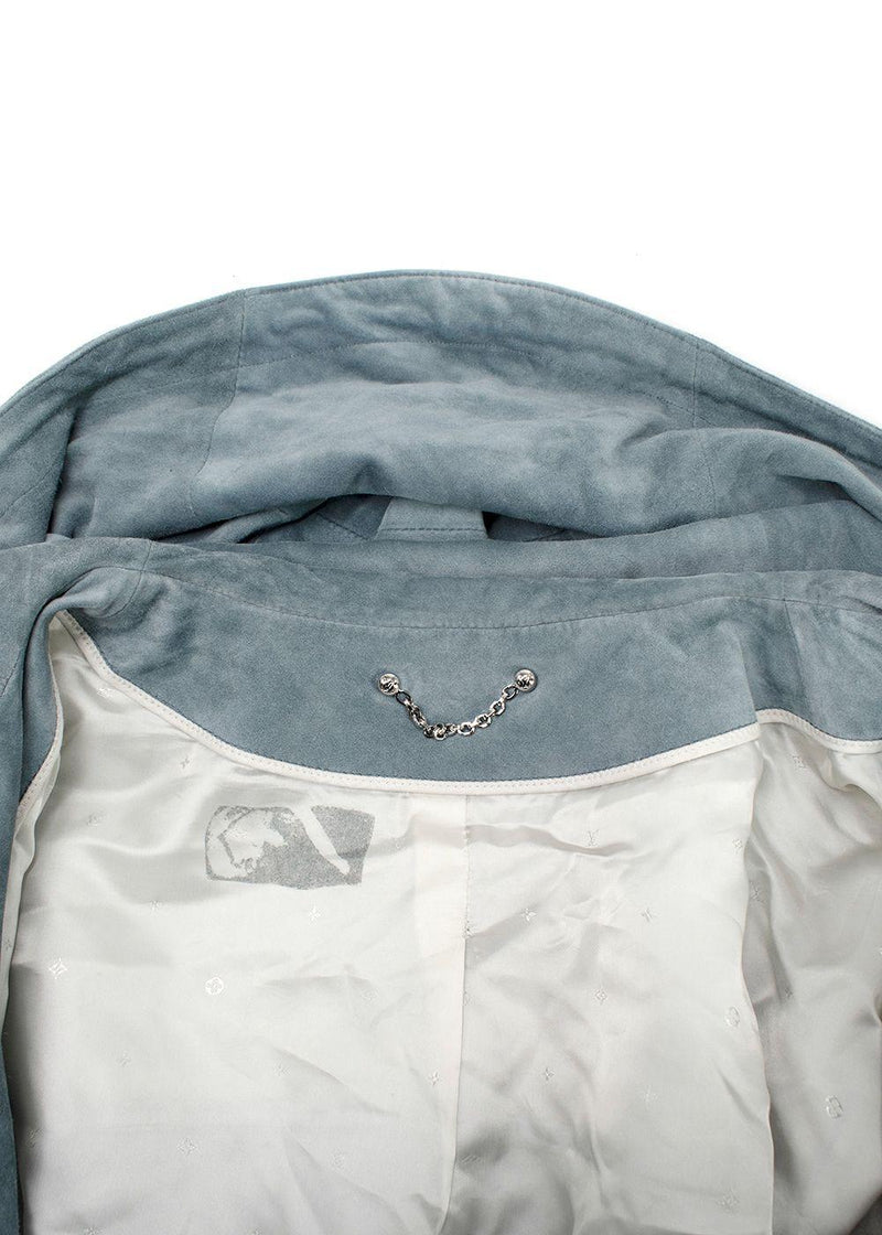Louis Vuitton Bleu Gris Suede Bomber Jacket
