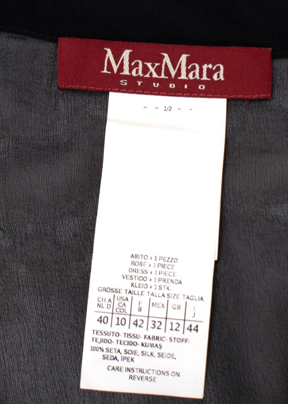 MaxMara Black Sheer Ruffled Silk Midi Dress