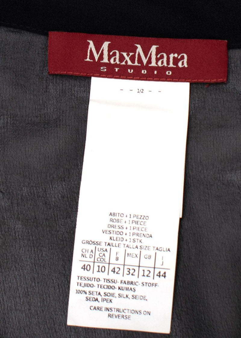 MaxMara Black Sheer Ruffled Silk Midi Dress