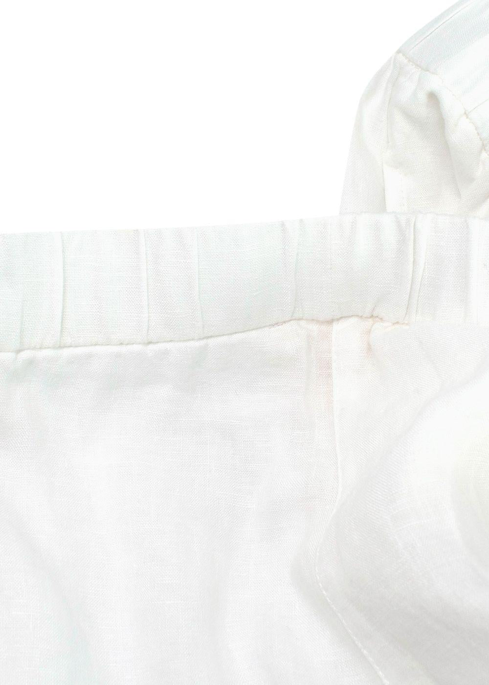 Eileen Fisher White Wide Leg Linen Trousers