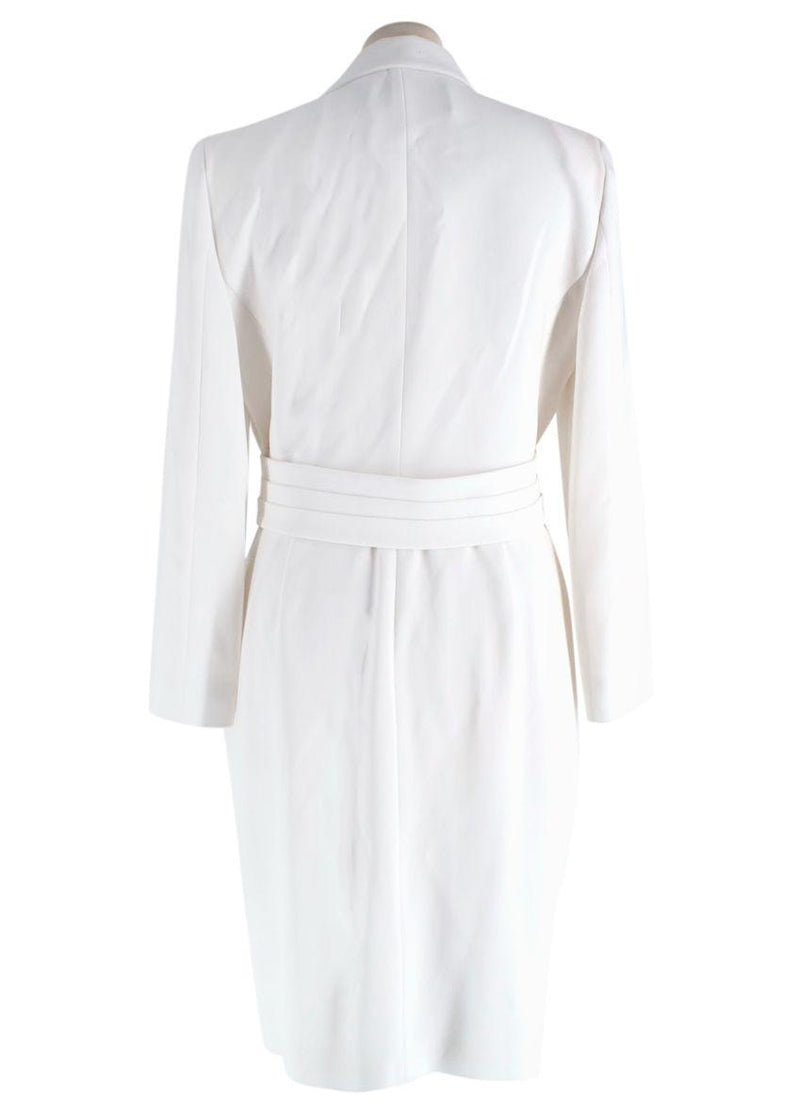 MaxMara White Blazer Dress With Fringe Trim Detail
