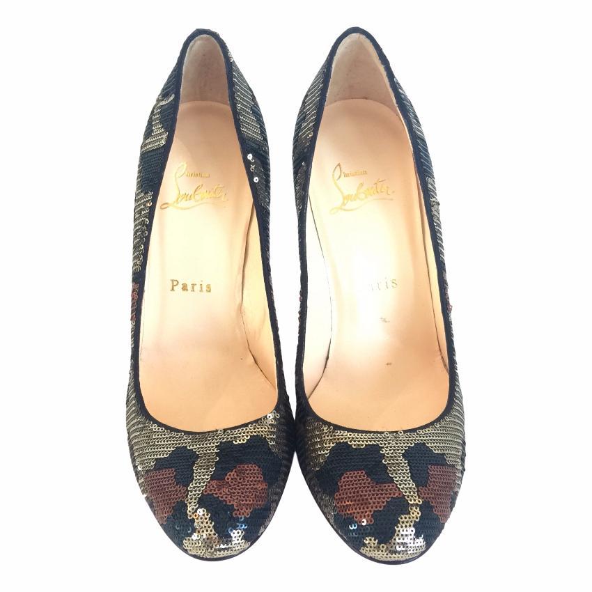 Christian Louboutin Fifi Paillettes Sequin Leopard Heels