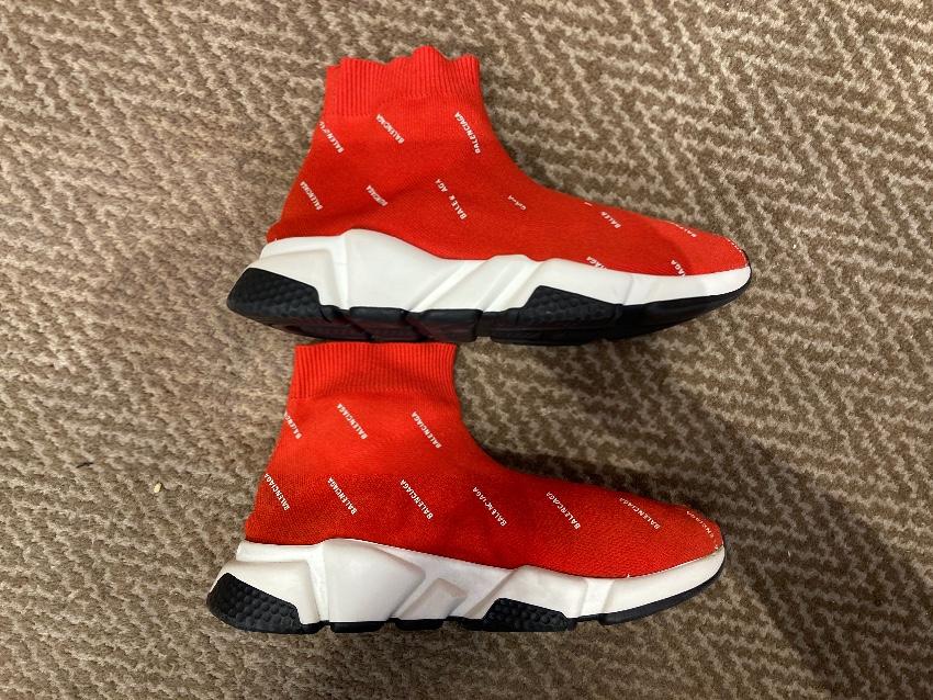 Balenciaga Burnt Orange Monogram Speed Sneakers