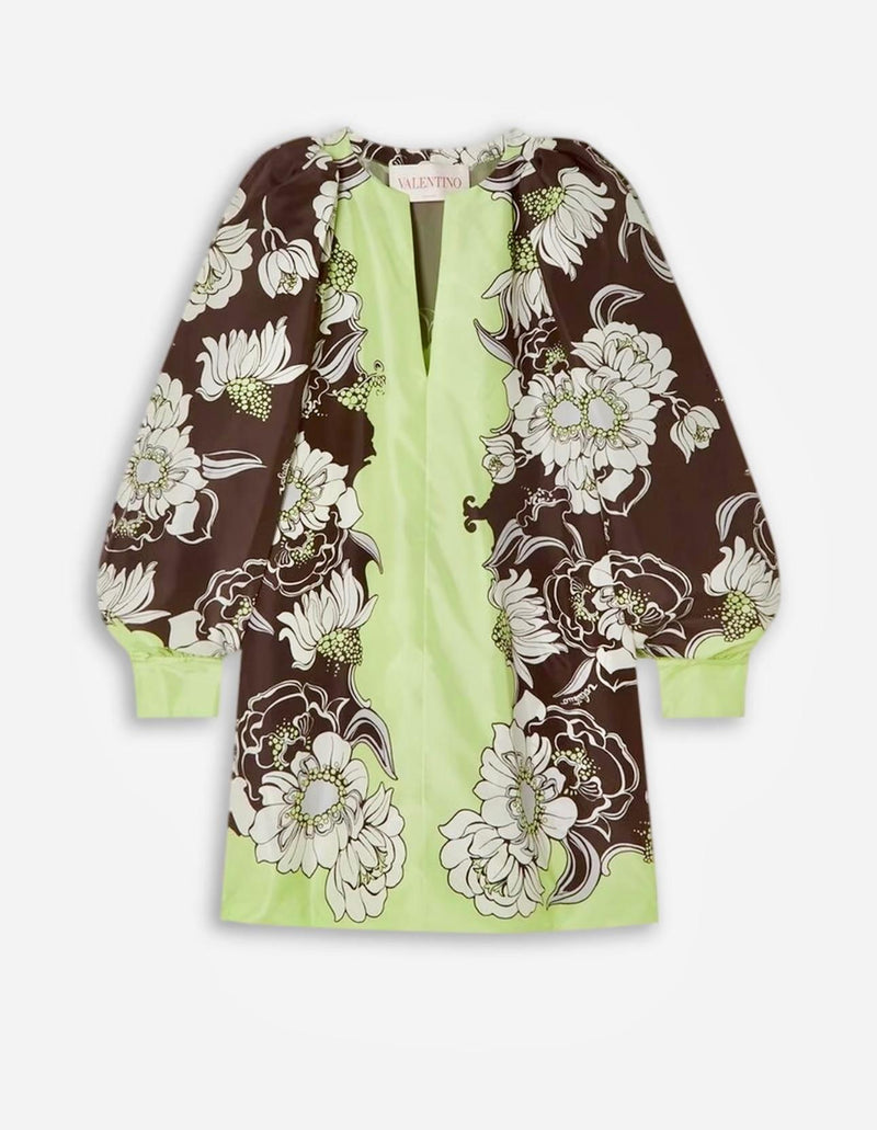 Valentino Floral Print Silk Mini Dress