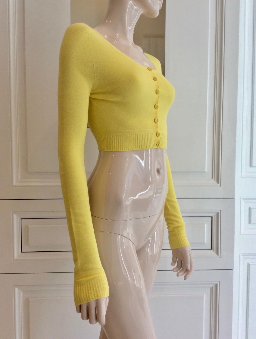 Blumarine Sunshine Yellow Soft Stretch Cropped Cardigan