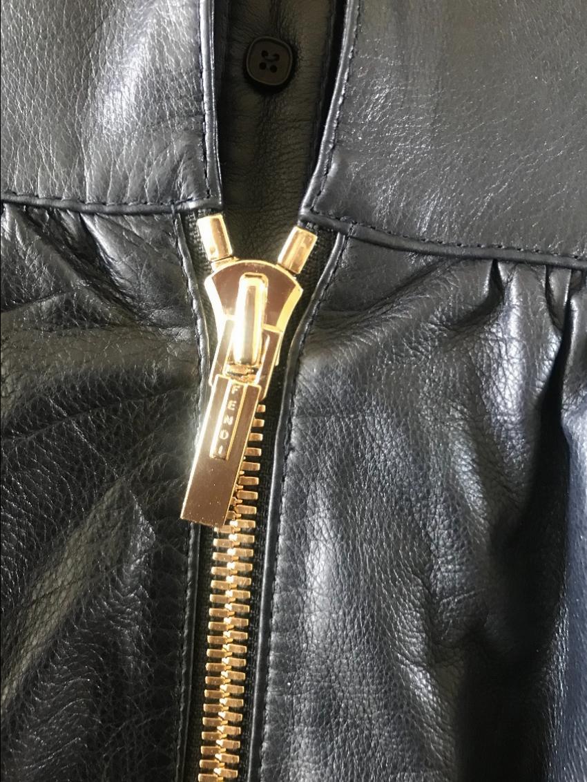 Fendi leather ruffle front dress