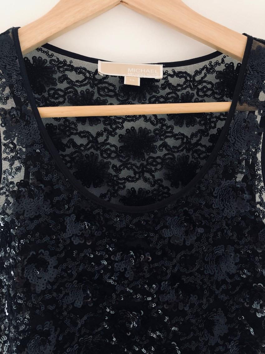 Michael Micahel Kors embellished black tulle mini dress