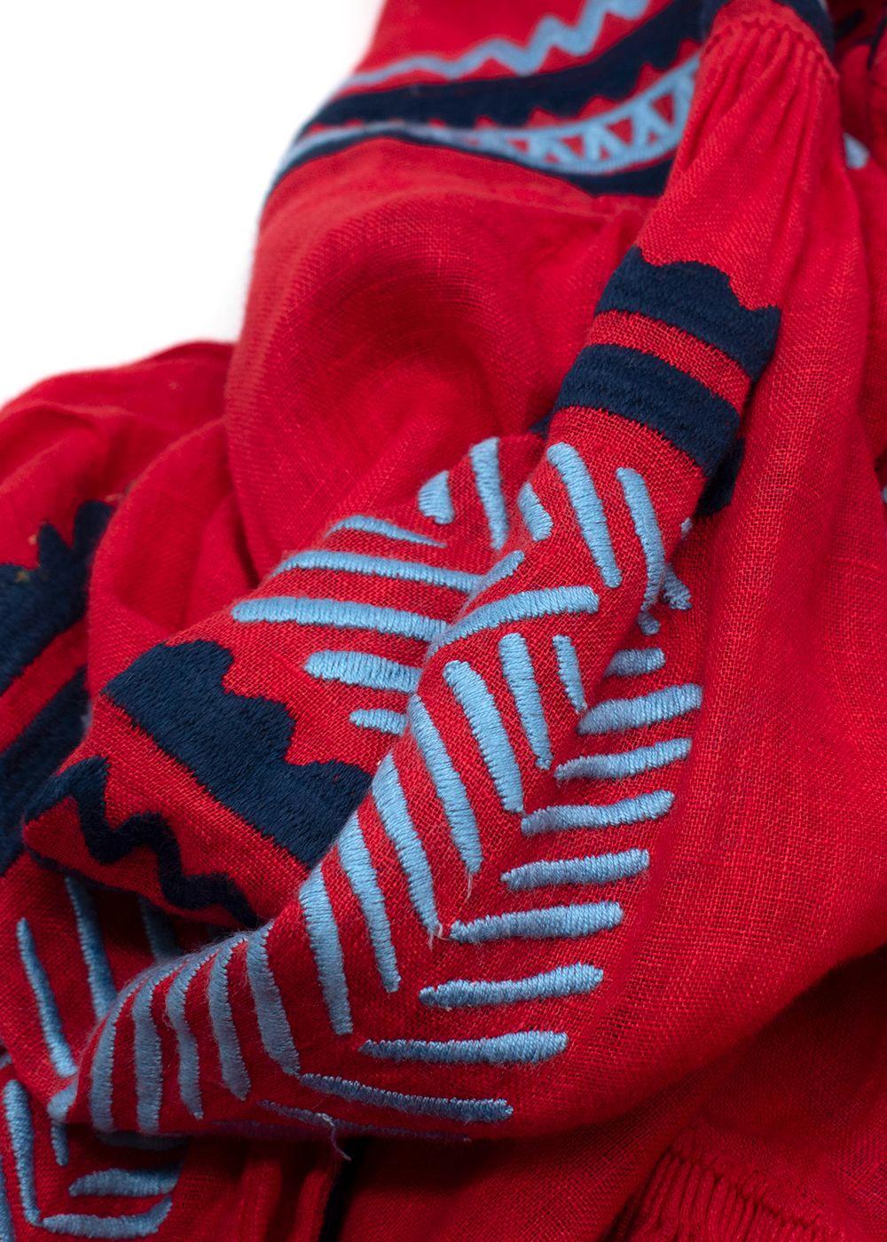 March II Red Embroidered Kaftan with Tassel Detailing