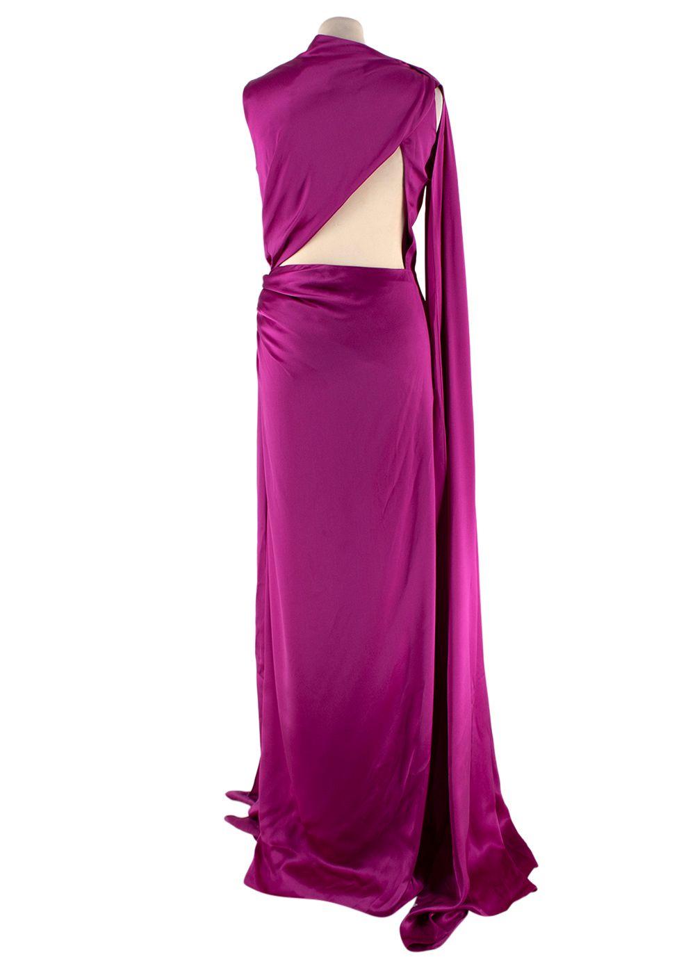 Roksanda Fushia Orien Asymmetrical Silk Draped Gown