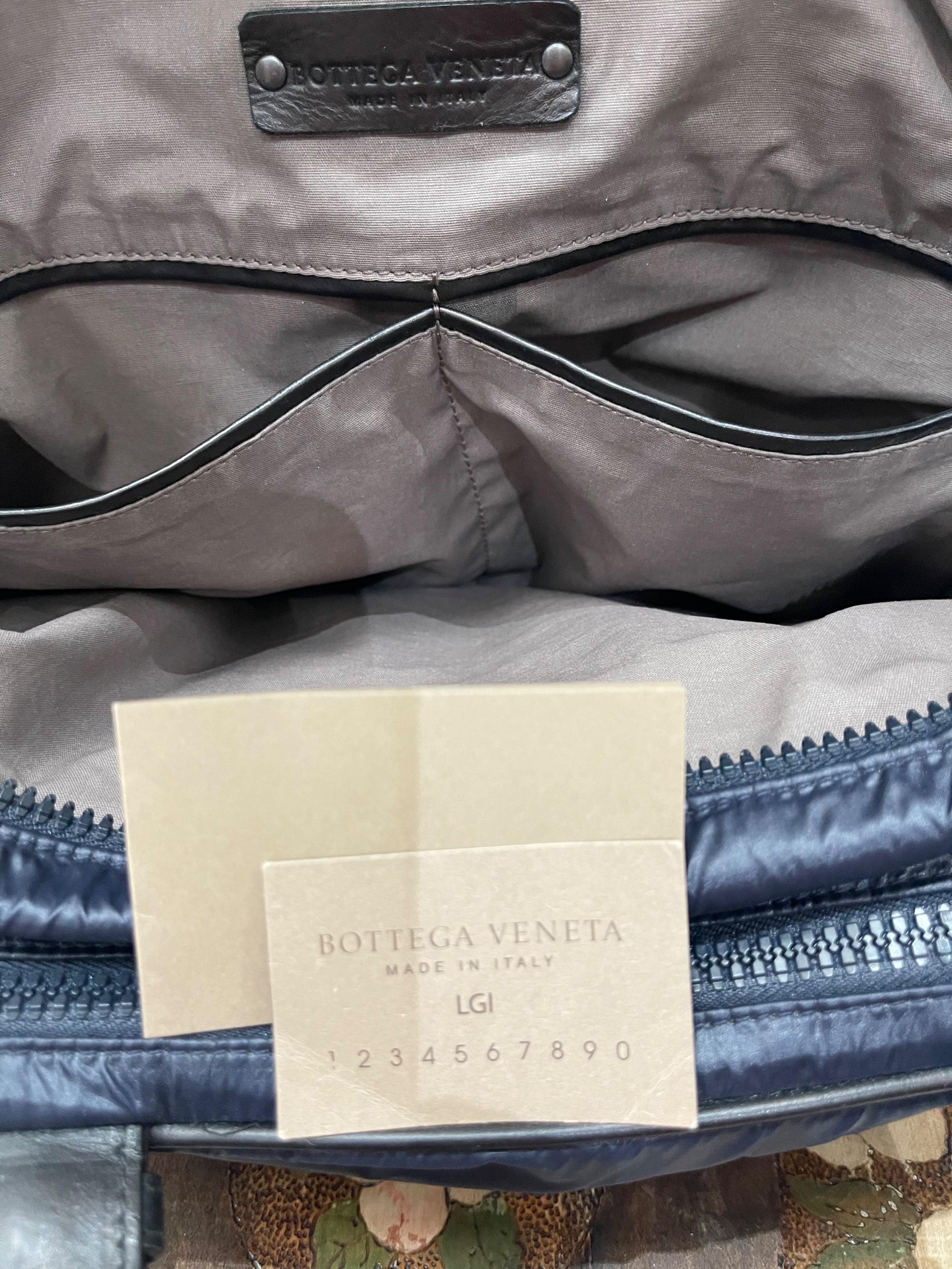Intrecciato Leather Trimmed Nylon Tote Bag