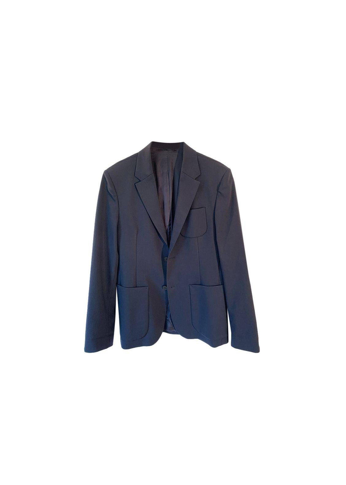 Blue Wool Blend Tailored Jacket