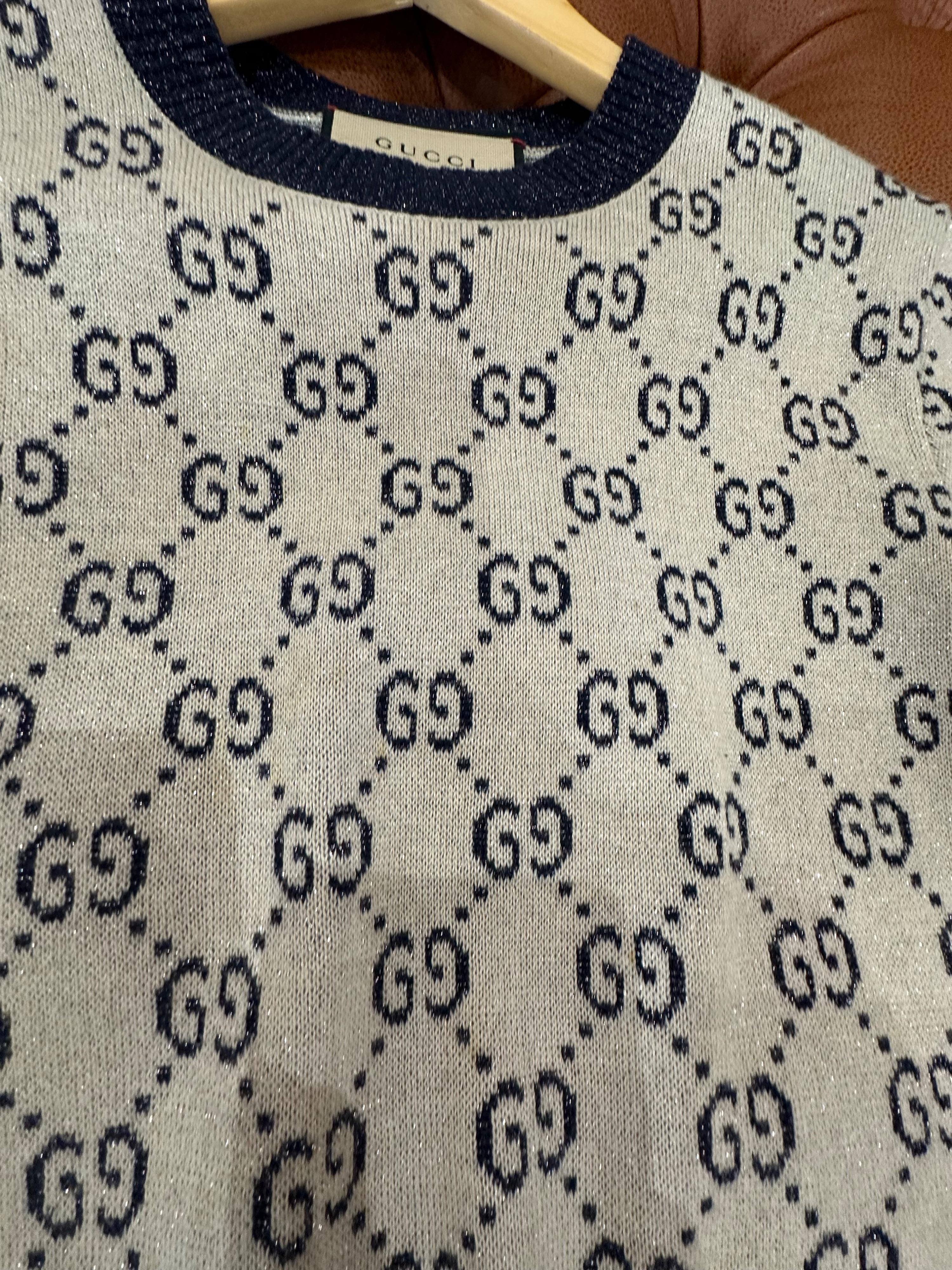 Gucci Metallic Monogram Short Sleeve Jumper