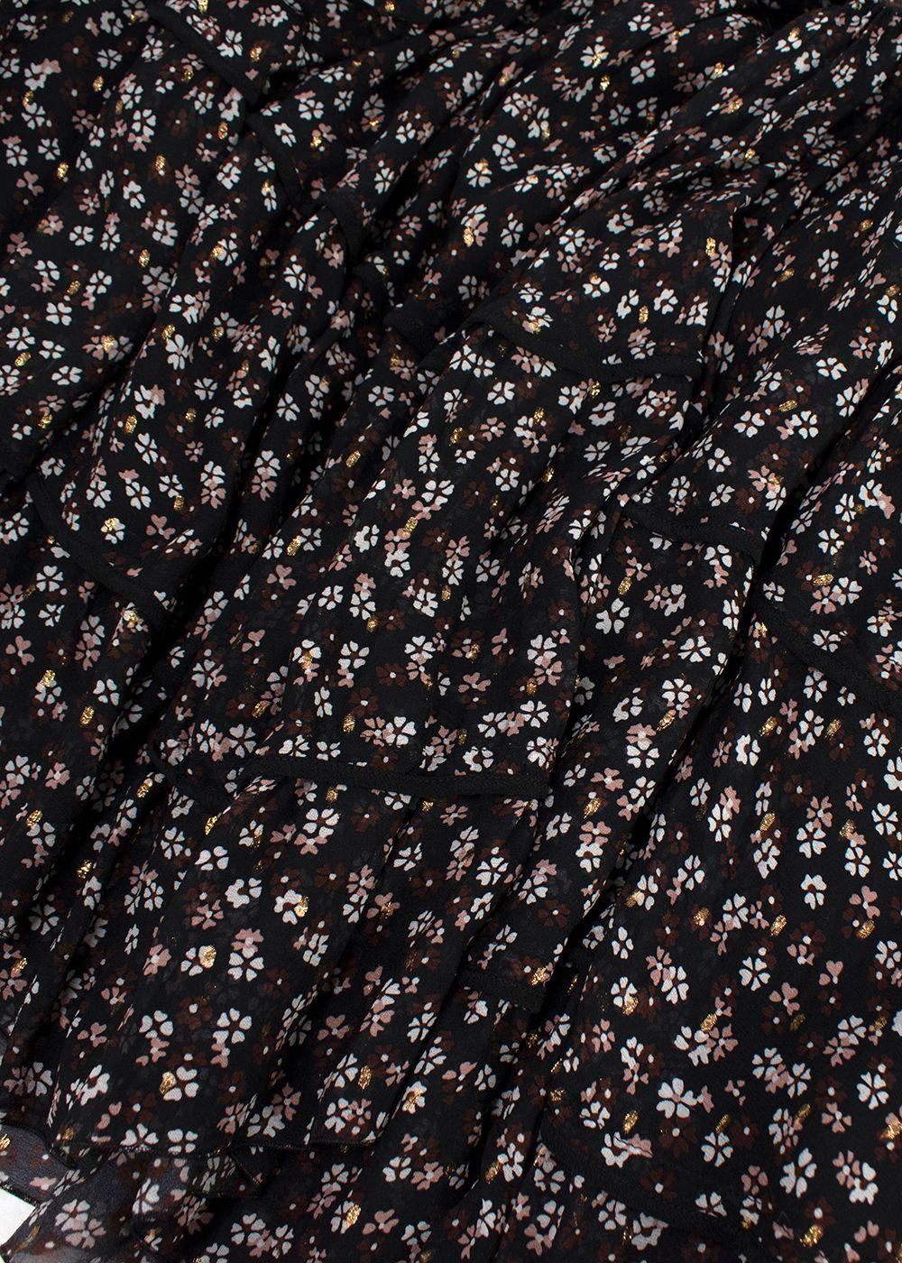 Altuzarra black floral long sleeved tiered dress