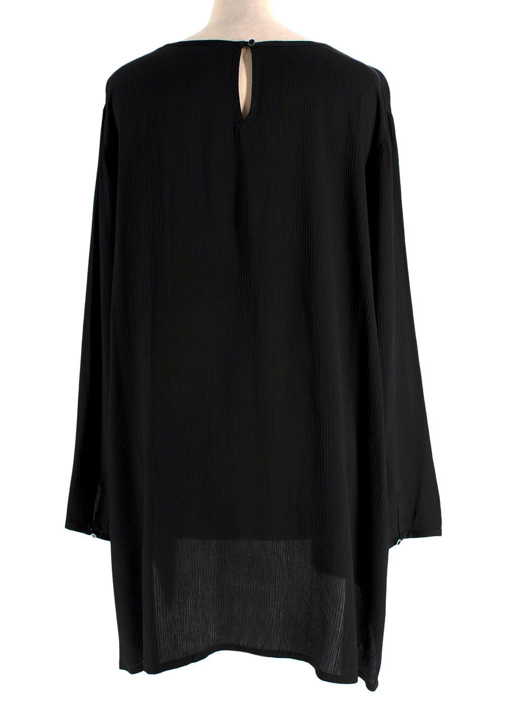Eileen Fisher Black Textured Cupro Round Neck Top