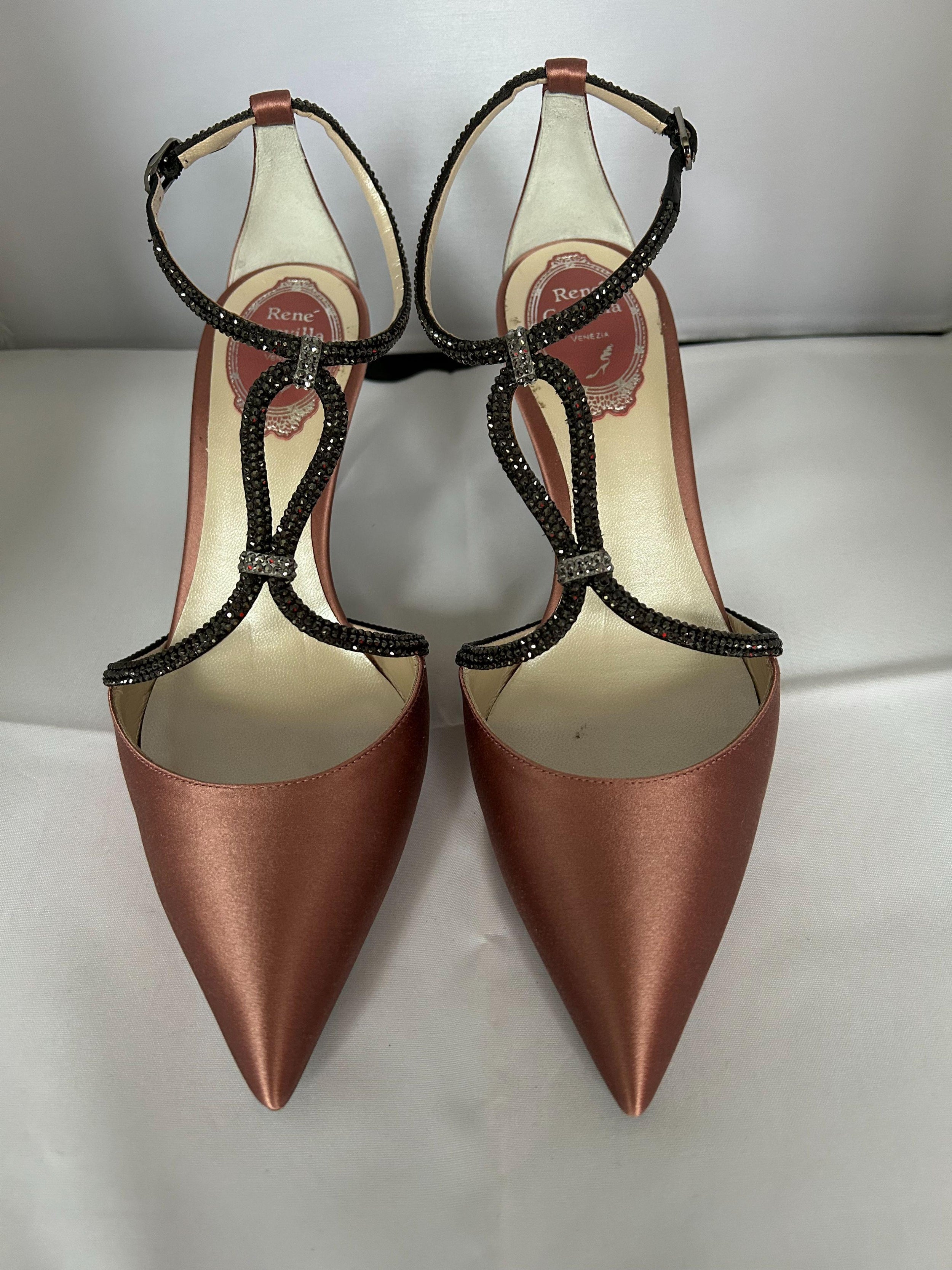 Rene Caovilla Pink Satin Heels