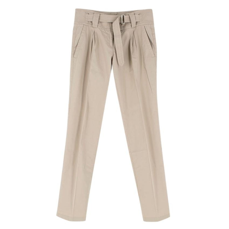 Prada Nude Cotton Straight Leg Trousers