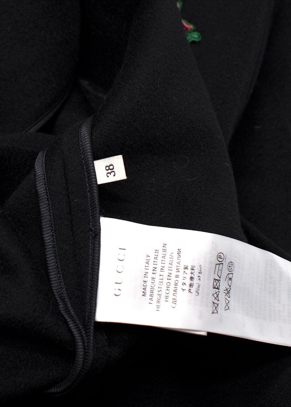 Gucci Black Cape with Floral Embroidery