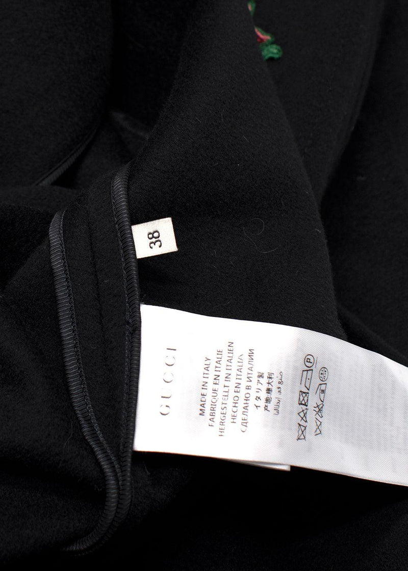 Gucci Black Cape with Floral Embroidery