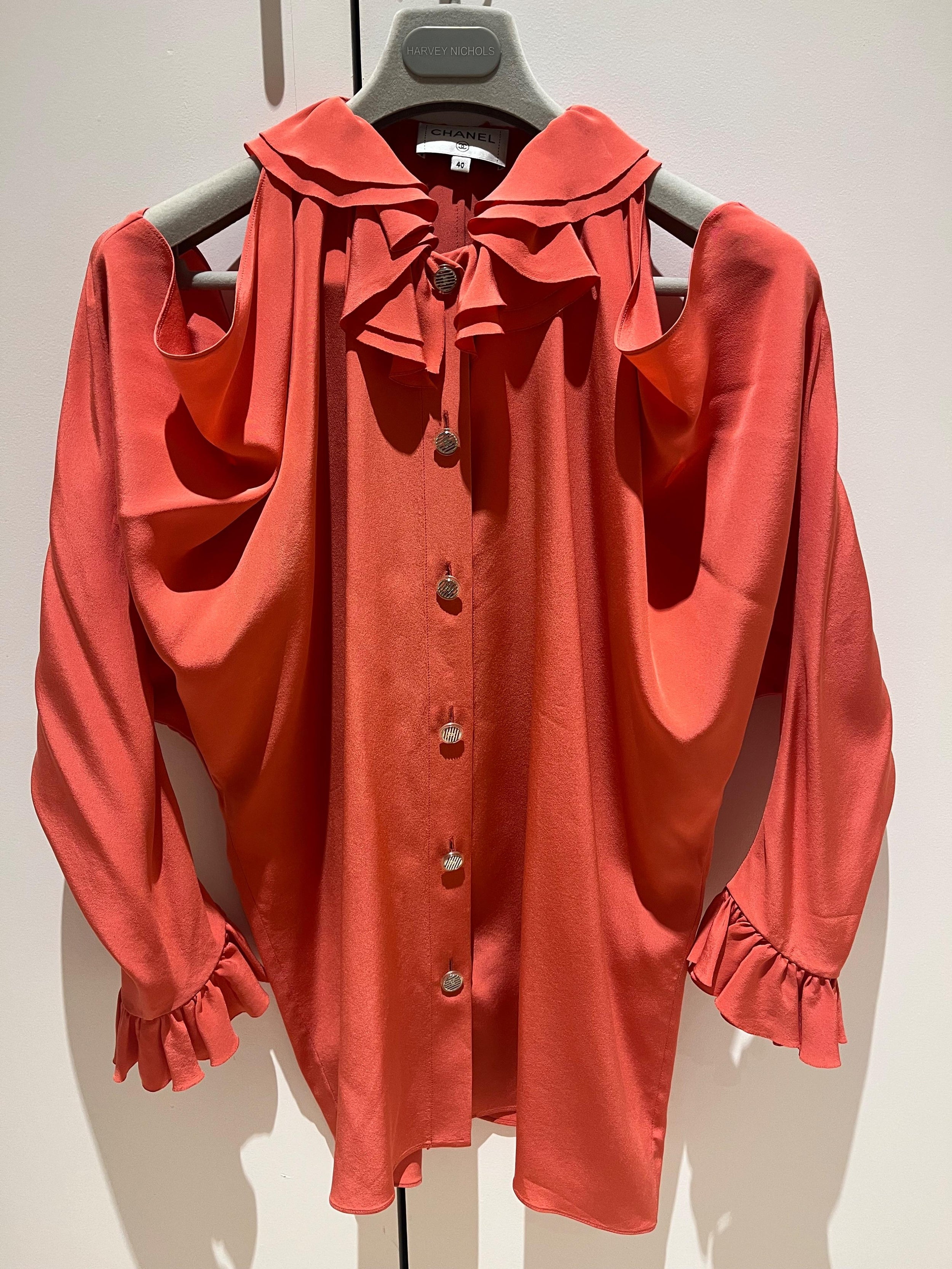 Chanel Orange Silk Blouse 2020