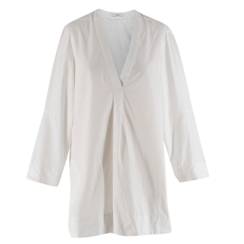 Tome White V-neck Long Sleeve Shirt