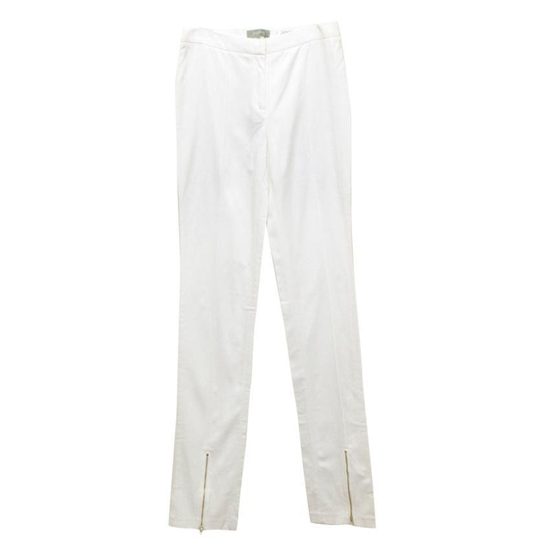 Osman Cream Skinny Trousers With Ankle Zips