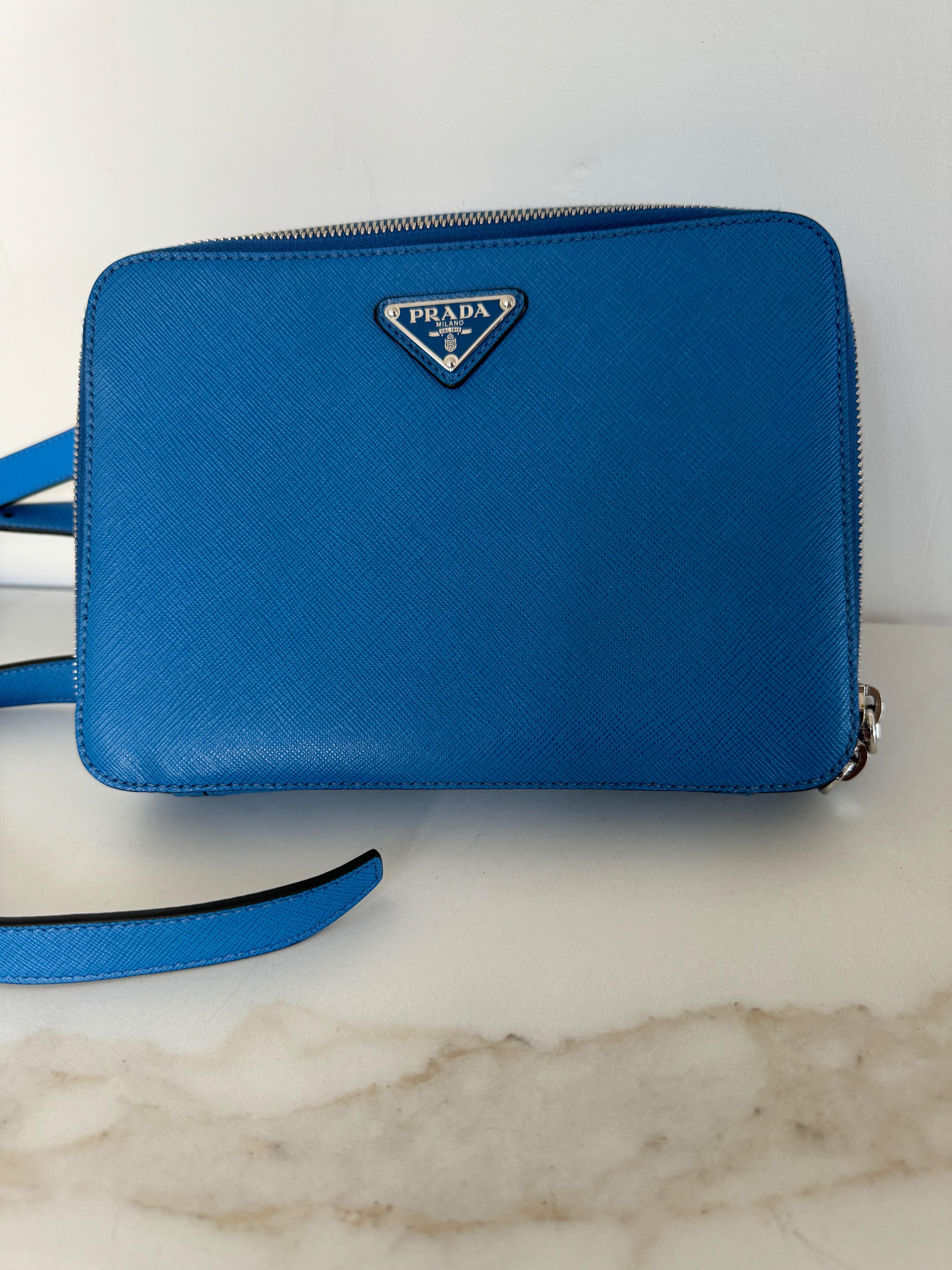 Prada Blue Saffiano Leather Backpack
