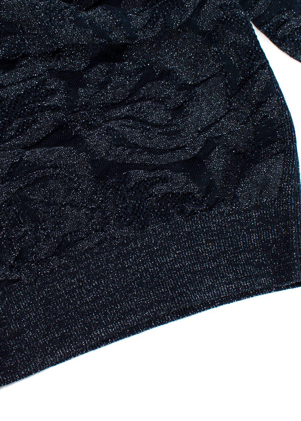 Chloe Navy Metallic Jacquard Knit Turtleneck Sweater