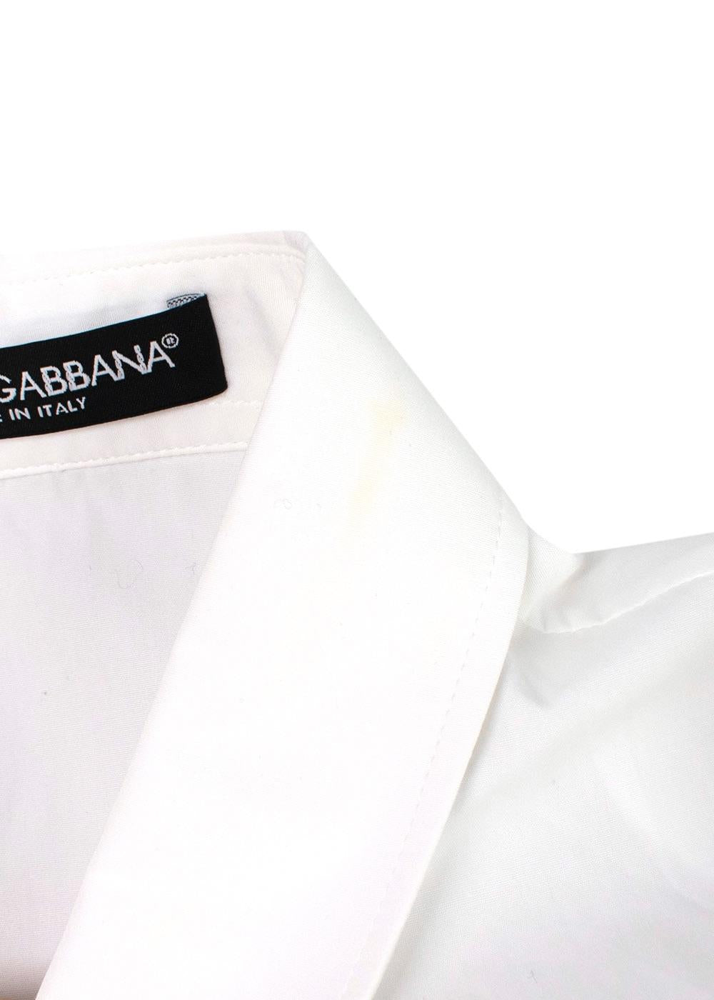 Dolce & Gabbana White Cotton Poplin Shirt with Pink Crystal Buttons