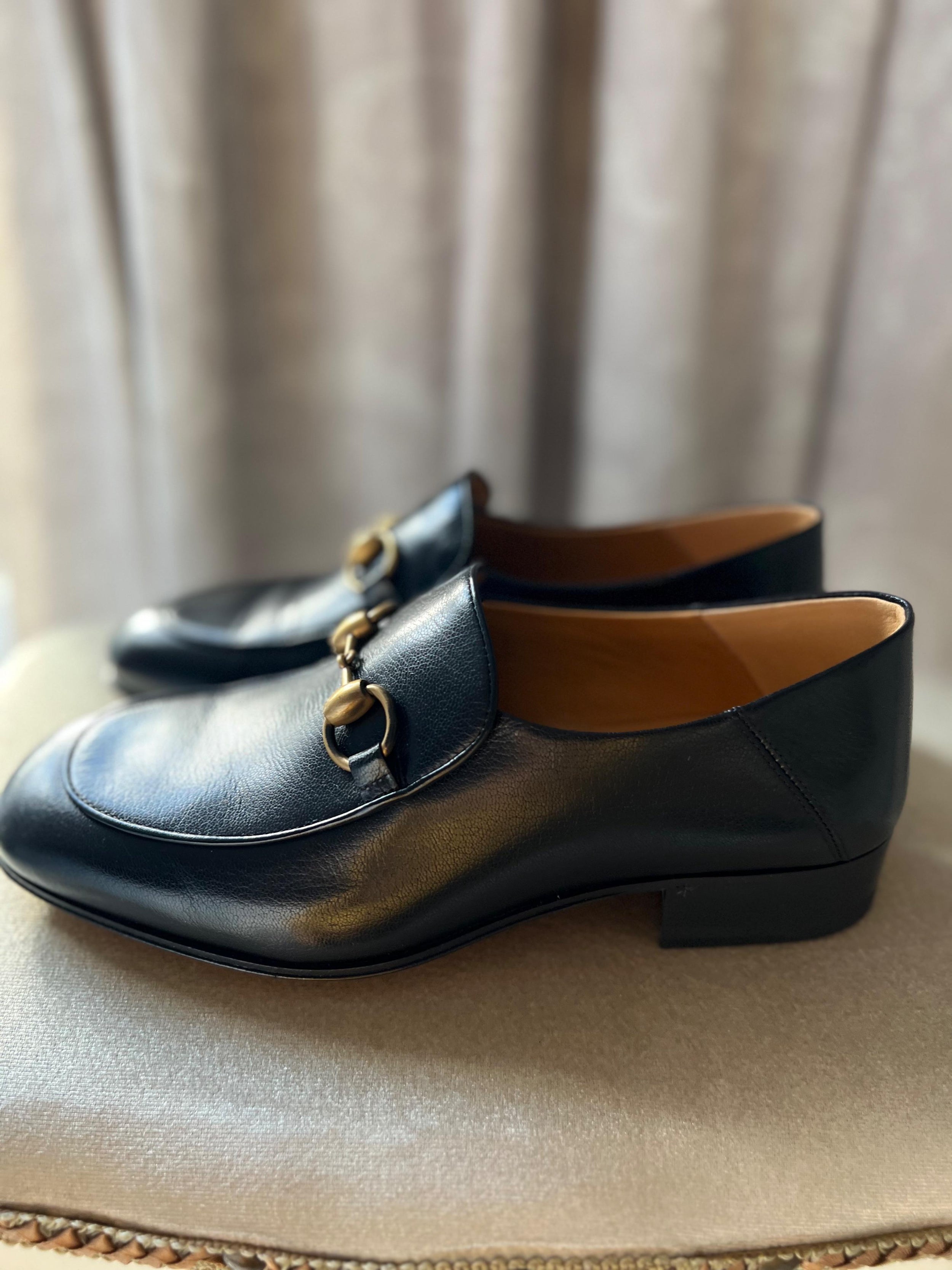 Black Leather Jordaan Horsebit Loafers