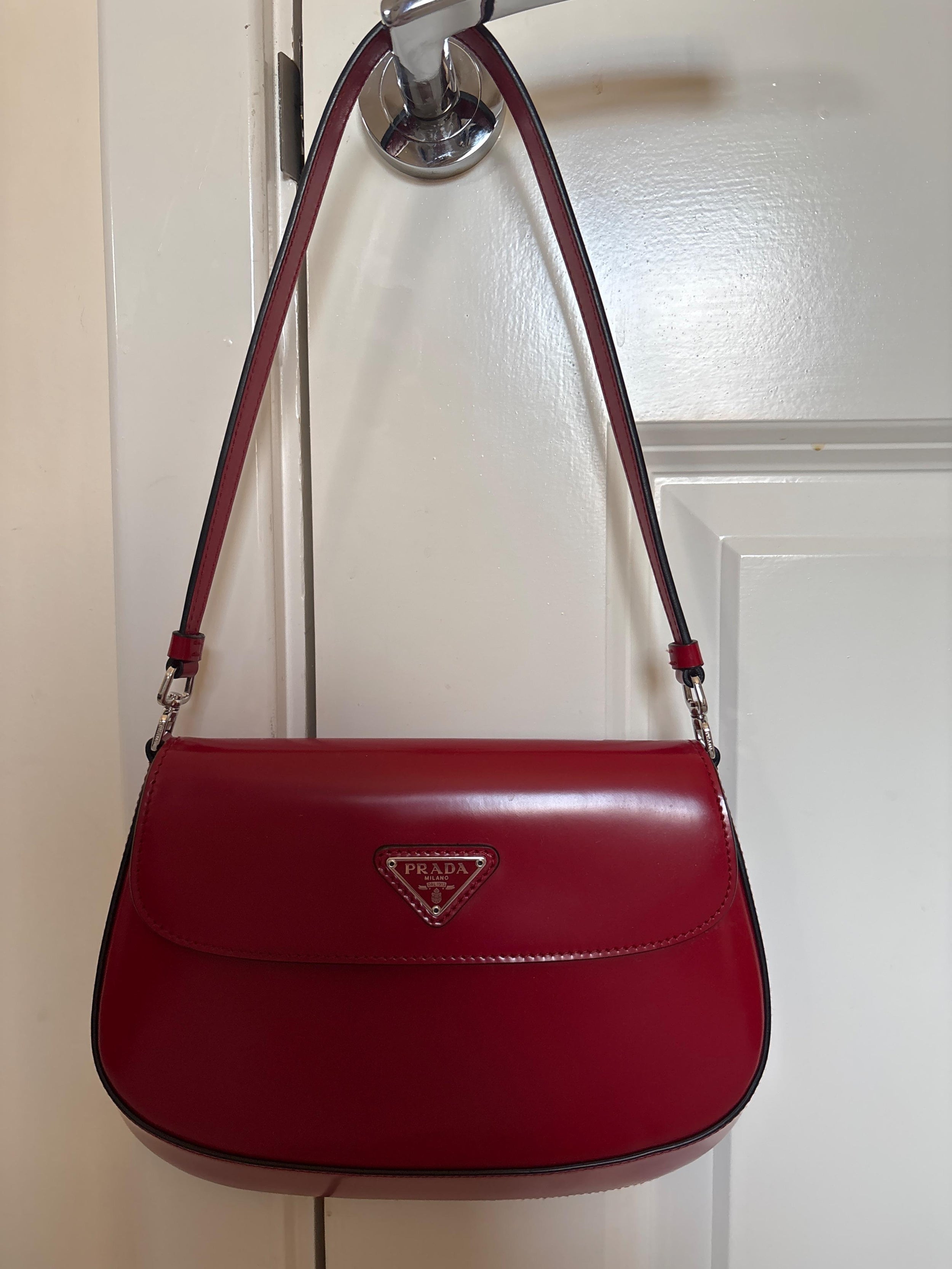 Prada Red Leather Cleo Shoulder Bag