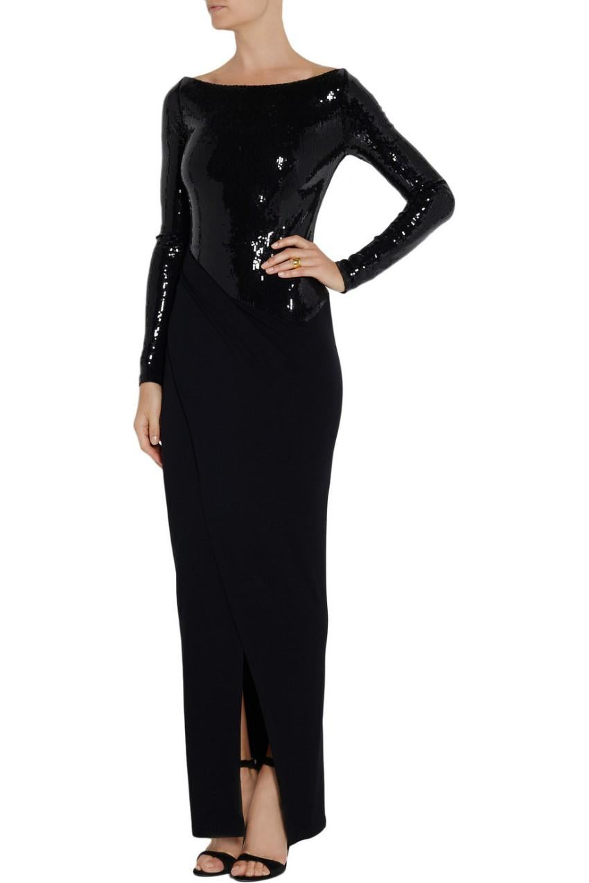 Donna Karan Sequin Embellished Stretch Jersey Gown