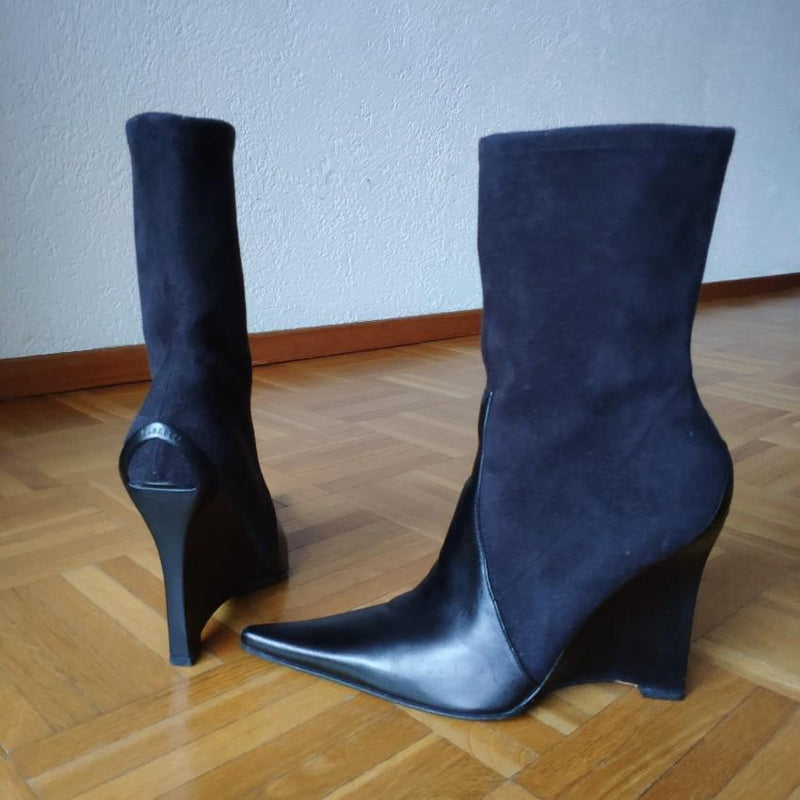 Casadei Suede & Leather Wedge Booties