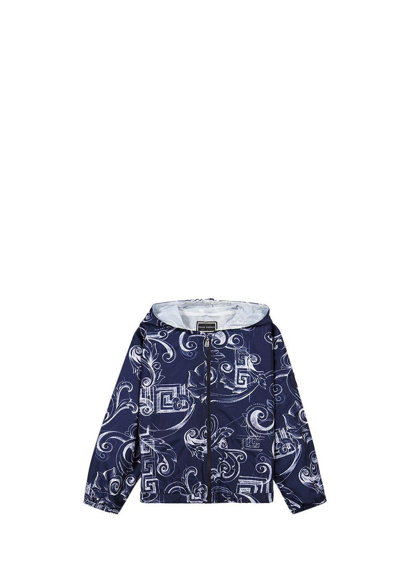Boys 8-10Y  Windbreaker Jacket with Filigree and Greek Key Pattern