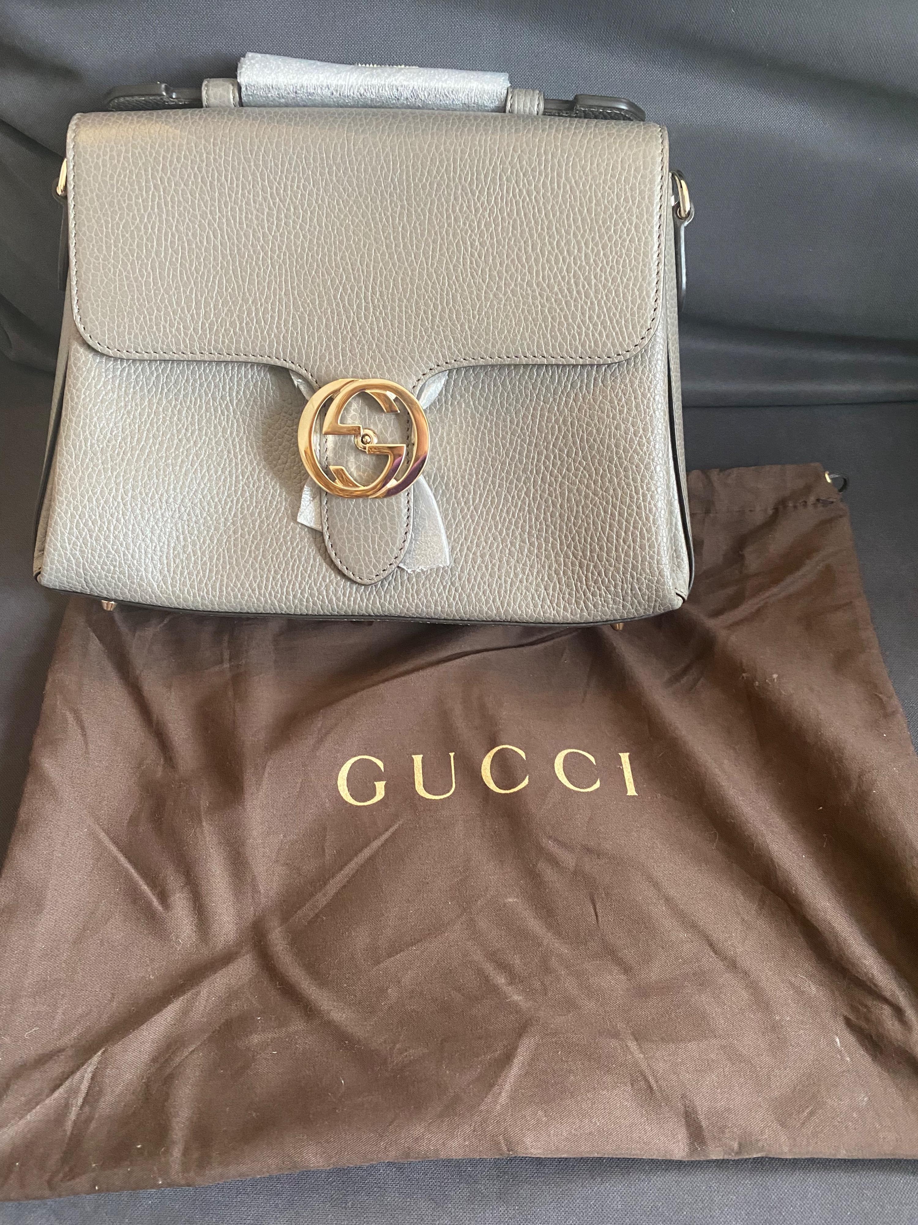 Interlocking G Grey Shoulder Bag