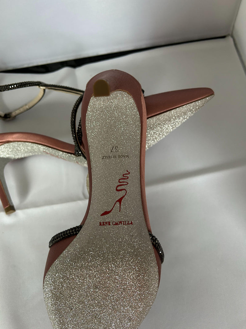 Rene Caovilla Pink Satin Heels
