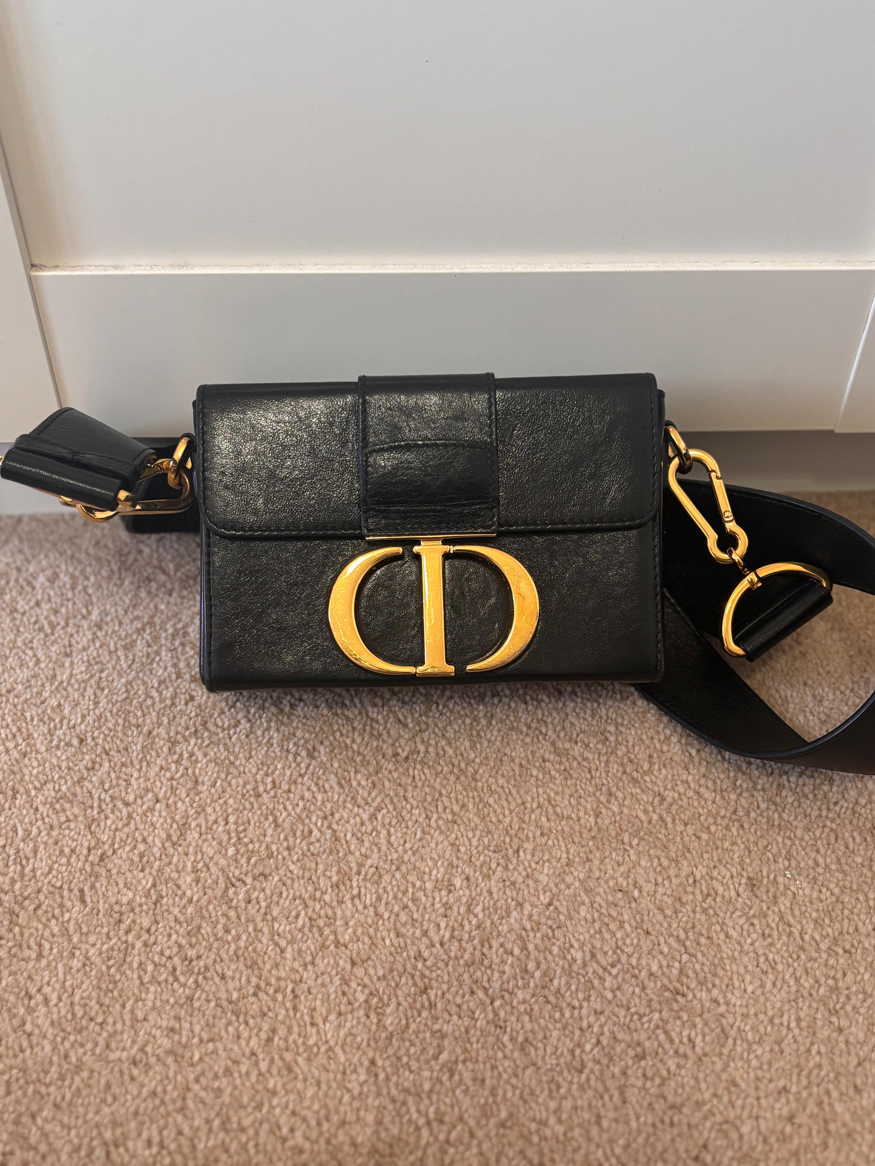 Small Black Leather Montaigne 30 Bag