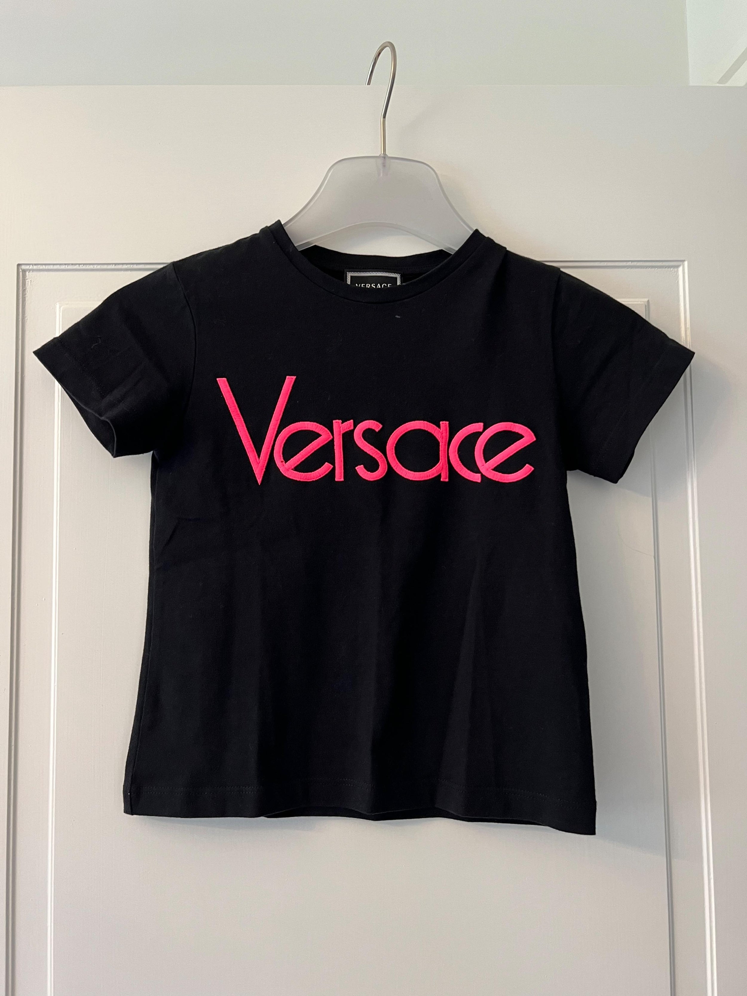 Kids 5Y Black & Pink Logo Top