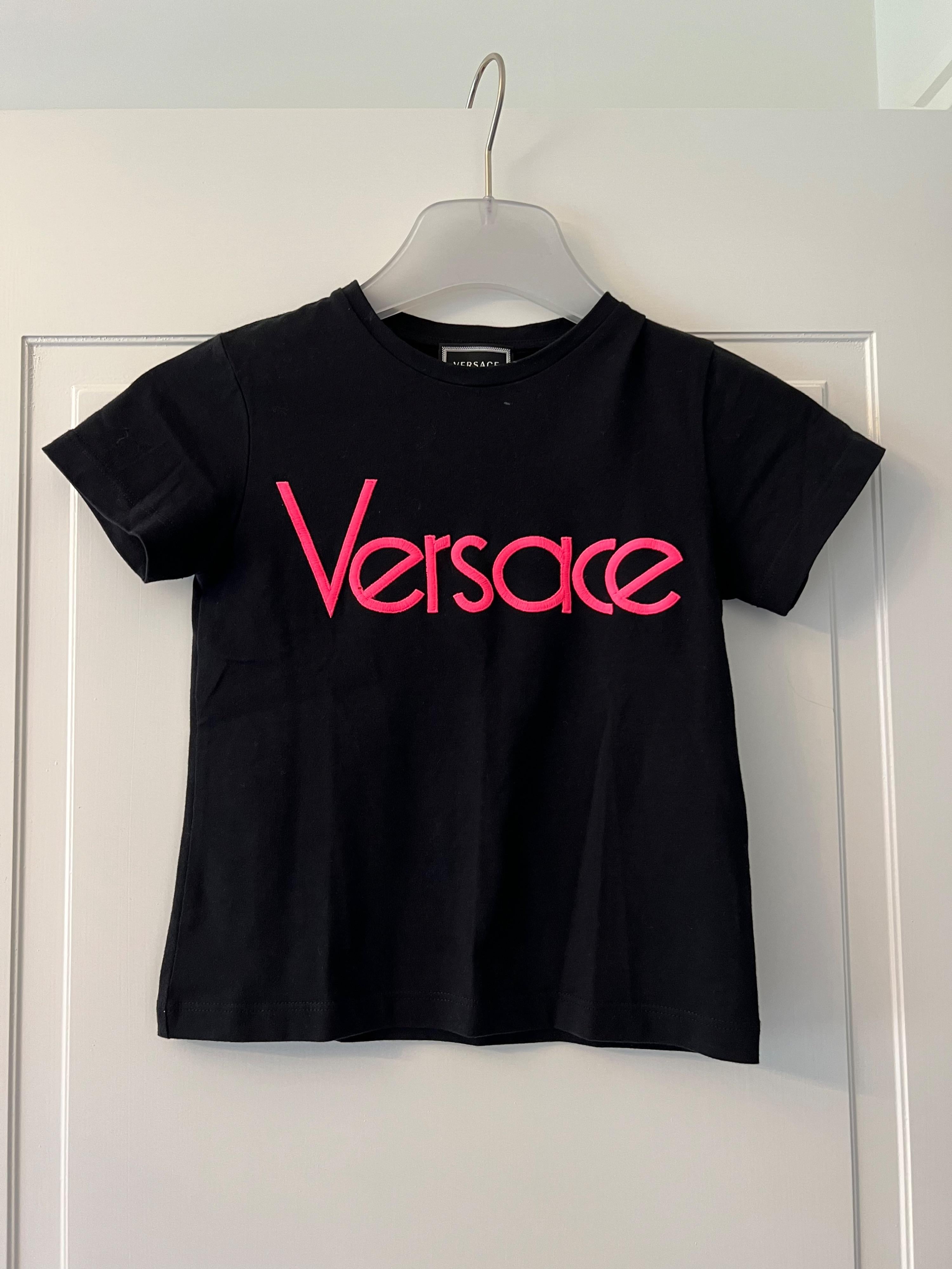 Kids 5Y Black & Pink Logo Top