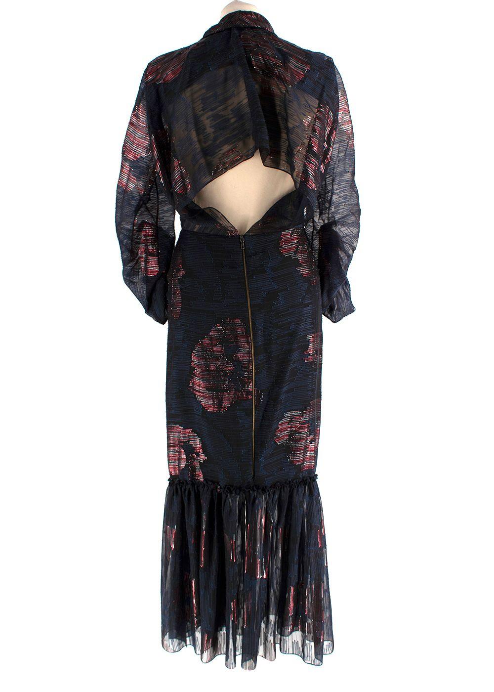 Roland Mouret Dana Cutout Metallic Fil Coupé Silk-blend Chiffon Dress