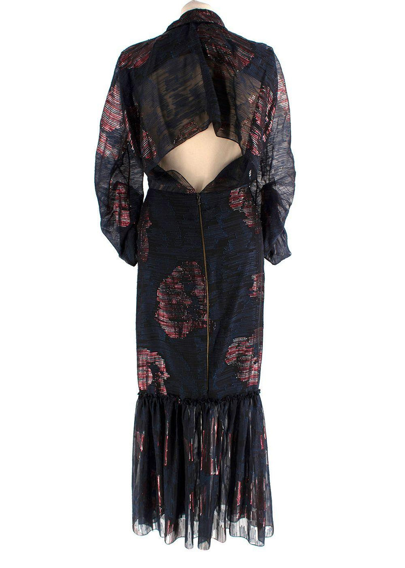 Roland Mouret Dana Cutout Metallic Fil Coupé Silk-blend Chiffon Dress