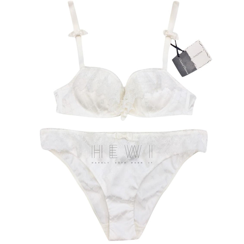 Chantal Thomass Leavers Lace & Satin Jacquard Pad Bra & Brief Set