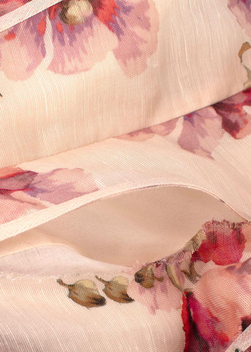Zimmermann Pink Floral Belted High Tide Mini Dress