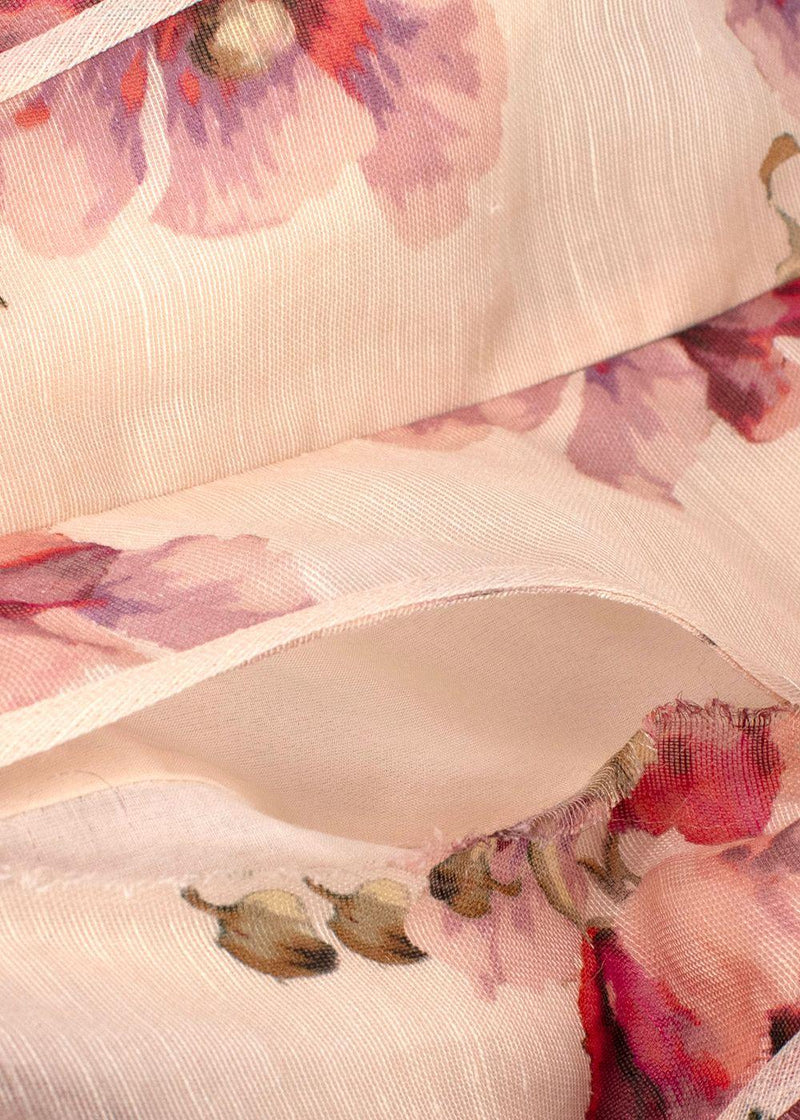Zimmermann Pink Floral Belted High Tide Mini Dress