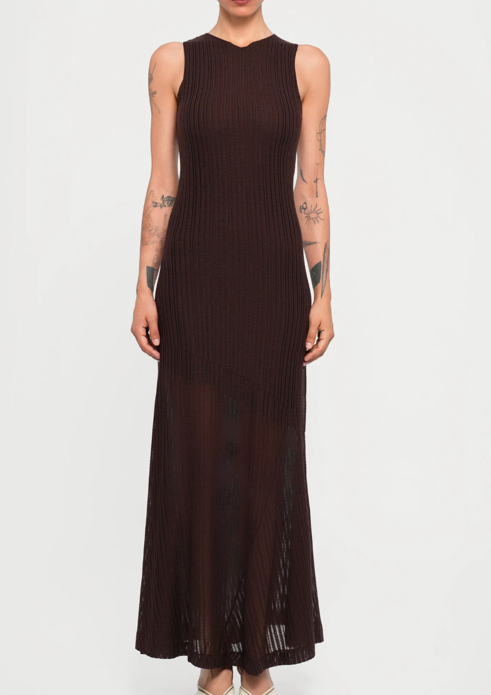 Bite Studios Brown Ribbed Spacia Maxi Dress