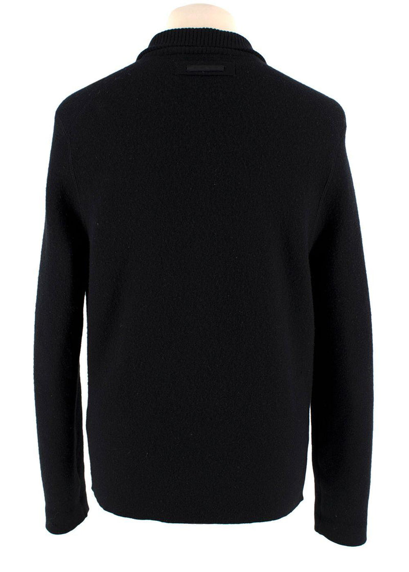 Prada Black Wool and Cashmere Blend  Zip Up  Jacket